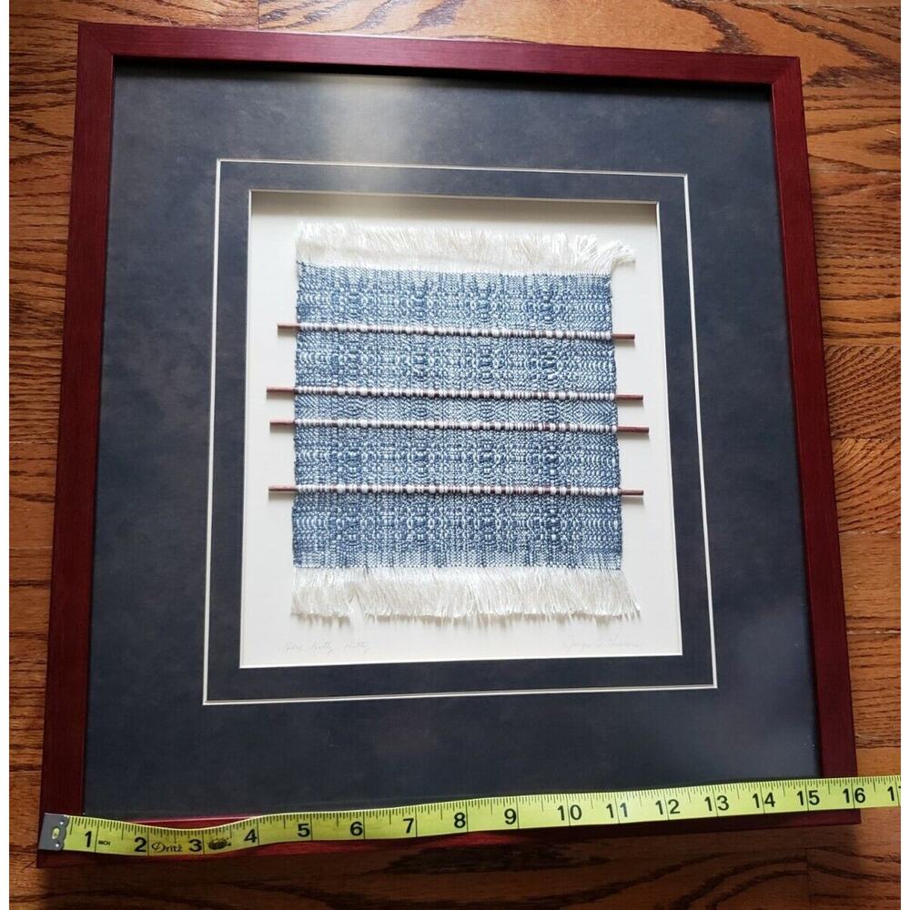 Framed Original Hand Loom Weaving by Jacqui Lubbers Unique Kentucky Art 16"x 17" - Picture 14 of 16